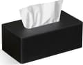 Servettbox, Rektangulär, PU Läder Ansiktsservetter, Dispenser Box Hållare för Byrå Badrumsinredning (Svart)