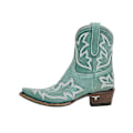 Miniatyrbild 2 av 4: Dam Retro Broderade Western Cowboy Boots Spetsig tå Låg Blockklack Cyan 41