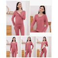 Miniatyrbild 3 av 4: Vuxen Termisk Underkläder Pyjamas Set grey pink Men M