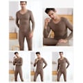Miniatyrbild 3 av 4: Vuxen Termisk Underkläder Pyjamas Set brown Men M