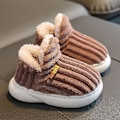 Miniatyrbild 1 av 5: Unisex Barnplattformtofflor, Flickor Pojkar Plysch Bomulls Tofflor Kaffe 20CM 7-8years old