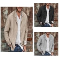 Miniatyrbild 2 av 2: Herrar Bomullslinne Casual Kostymjacka Krage Knapp-Ner Jacka Newway Grey L
