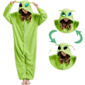 Miniatyrbild 2 av 5: Grön Alien Onesie Pyjamas Vuxen Tecknad Halloween Cosplay Kostym Hemmakläder Sovkläder för Kvinnor Män M