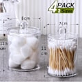 Miniatyrbild 3 av 6: Qtip-hållare Dispenser för bomullstuss, bomullspinne, bomullsrondeller, tandtrådsval - Genomskinlig plast apoteksburk set för badrumsbehållare förvaring