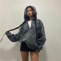 Miniatyrbild 3 av 5: Unisex Oversized Hoodie med Stjärnprint och Blixtlås L