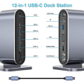 Miniatyrbild 3 av 5: 12-i-1 USB C-dockningsstation USB C Hub-docka Laptop Display Docking St