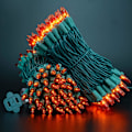 Miniatyrbild 3 av 5: Klar julbelysning med grön sladd, 20 meter 200 lampor UL-certifierad Orange