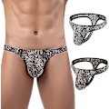 Miniatyrbild 3 av 5: Mäns Leopardmönstrade Tanga G-string Underkläder Black snake pattern XL