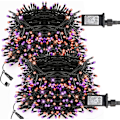Miniatyrbild 1 av 5: Ljusstrimma med 200 LED-lampor, 20 meter lång, för julbelysning Purple and Orange 400 LED