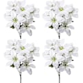Miniatyrbild 1 av 5: Set med 4 konstgjorda julstjärneblommor, 7 huvuden konstgjorda julstjärnebuskar siden jul vit julstjärnebukett julblommor bukett för jul