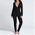 Miniatyrbild 1 av 4: Långärmad Jumpsuit med Bakåtknappar - Lingerie, Onesie, Pyjamas B purple M