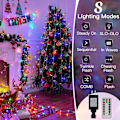 Miniatyrbild 3 av 5: shineshine 197FT 600LED julbelysning utomhus, vattentät 8 Lightin Multicolor 600 LED