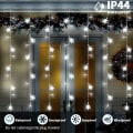 Miniatyrbild 4 av 5: Newhale 8 lägen Christmas Curtain String Lights med Snowflake och Sta White