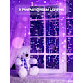 Miniatyrbild 5 av 5: Gardiner med lampor för sovrum, 200 LED-lampor, hängande sträng, utomhus, vattentät Warm White & Fuchsia USB-200 LED