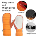 Miniatyrbild 3 av 4: Barnhandskar Vintervarma Fingerhandskar Plus Sammet Tjocka Skidhandskar