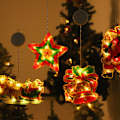 Miniatyrbild 3 av 10: LED-julkulor med tecknade motiv, fönster-sugkoppslampa, julstämningsbelysning, färgade lampor Small Five-Pointed Star