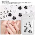 Miniatyrbild 6 av 8: 3D Blomster Nagelkonst Dekorationer Svart Vit 5-bladig Blomster Nagel Ornament för DIY Nagel Dekoration