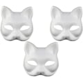 Miniatyrbild 1 av 8: Kattmask Vit Kattmask Tom DIY Halloween Mask Djur Halvmask Maskeradboll A