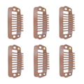 Miniatyrbild 6 av 8: 50 st 8-tandade Snap Comb Perukclips Rostfritt Stål Snap Clips med Gummifäste för Hårförlängningar Peruker Ljusbrun