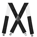 Miniatyrbild 1 av 8: 5 cm elastiska axelbandsfästen för män med 4 X-formade justerbara hängslen 19- Black and white dots
