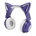 Miniatyrbild 5 av 7: Bluetooth-headset med kattungeöron Stereo Söt Hög Känslighet Inbyggd Mikrofon Justerbar LED Barnheadset med 3,5 mm Kabel Lila