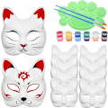 Miniatyrbild 1 av 7: Kattmask Vit Kattmask Tom DIY Halloween Mask Djur Halvmask Maskeradboll 25PCS