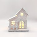 Miniatyrbild 1 av 7: Julpynt i trä - Ljusande snöflinga husstuga Type C