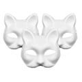 Miniatyrbild 1 av 8: Kattmask Vit Kattmask Tom DIY Halloween Mask Djur Halvmask Maskeradboll 3pcs