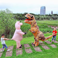 Miniatyrbild 6 av 6: JASHKE Dinosaur Kostym Uppblåsbar Dräkt Trex Kostym Snygg Klänning Halloween Kostym Vuxen 1