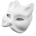 Miniatyrbild 1 av 8: Kattmask Vit Kattmask Tom DIY Halloween Mask Djur Halvmask Maskeradboll B