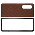 Miniatyrbild 3 av 7: Telefonfodral Vikbart Mobiltelefon Skyddande Fodral Fullt Skydd för Galaxy Z Fold 3 Kolfiberstruktur Kaffe