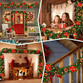 Miniatyrbild 8 av 9: Julkrans2,7 m, ljus julkrans, LED utomhus batteridriven krans till jul 1