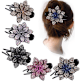 Miniatyrbild 6 av 8: Rhinestone Blomster Hårklämmor Elegant Böjd Hårklämma för Kvinnor Flickor