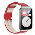 Miniatyrbild 2 av 8: Smartwatchband i Läder, Röd, Bekväm, Justerbar, Ersättningsdel för Watch FIT2