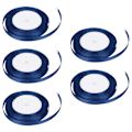 Miniatyrbild 8 av 8: 5-pack Satängband 22m Långt 10mm Brett Bröllopsfest Dekoration DIY Tillbehör för Presentkaka Godisask Inpackning Mörkblå