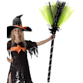Miniatyrbild 3 av 9: 3 färgade kvast rekvisita Halloween kvast för häxa kostym barn
