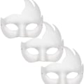 Miniatyrbild 4 av 8: Kattmask Vit Kattmask Tom DIY Halloween Mask Djur Halvmask Maskeradboll 5pcs