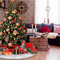 Miniatyrbild 4 av 6: Deggodech mjuk plysch julgranskjol med rund julgranskjol Mattornamentskydd Vit white