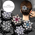 Miniatyrbild 4 av 8: Rhinestone Blomster Hårklämmor Elegant Böjd Hårklämma för Kvinnor Flickor