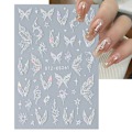 Miniatyrbild 1 av 6: 3 st Silver Hollow Butterfly Nagelstickers A