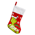 Miniatyrbild 4 av 5: Julstrumpor i Grinch-grön pälsmonster-design, supermjukt julhängande presentpåse Grinch Red Socks
