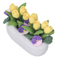 Miniatyrbild 6 av 8: Dockhus Lera Blomma Simulation Miniatyr Krukväxt Blomma Lera Gul Tulpan Blomma 1/12 Dockhus Tillbehör Dekoration