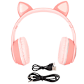 Miniatyrbild 1 av 8: Kattöron Gaming Headset Bluetooth Stöd Liten Minneskort LINEIN Läge Gaming Hörlurar med LED Mikrofon Rosa