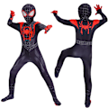 Miniatyrbild 4 av 7: Halloween Spider-Man-dräkt för barn, cosplay-kostym, liten svart Spider Miles hjältekostym Miles 170cm
