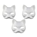 Miniatyrbild 2 av 8: Kattmask Vit Kattmask Tom DIY Halloween Mask Djur Halvmask Maskeradboll A