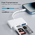 Miniatyrbild 5 av 7: iPhone SD-kortläsare Adapter, [Apple MFi-certifierad] 4-i-1 iPhone USB OTG Adapter 4 in 1