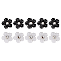 Miniatyrbild 3 av 8: 3D Blomster Nagelkonst Dekorationer Svart Vit 5-bladig Blomster Nagel Ornament för DIY Nagel Dekoration