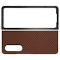 Miniatyrbild 2 av 7: Telefonfodral Vikbart Mobiltelefon Skyddande Fodral Fullt Skydd för Galaxy Z Fold 3 Kolfiberstruktur Kaffe