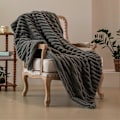 Miniatyrbillede 4 af 5: Sommer AC Flanel Tæppe Fortykket Dobbeltsidet Plys Stribet Tekstur Ensfarvet Kontor Lur Hjem Seng Sofa Rejse Hyggeligt Varmt Vintertæppe Khaki 100cm