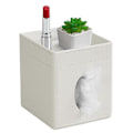 Miniatyrbild 1 av 5: Servettbox, PU Läderhållare för Badrum Kontorsbord (Svart)